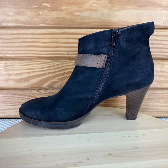 Paul Green Munchen Black Nubuck Leather Side Zip Ankle Boots High Heel Booties - Picture 8 of 13